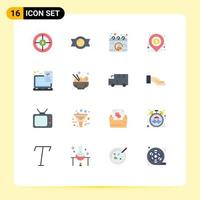 Pack of 16 creative Flat Colors of device local calendar loan banking Editable Pack of Creative Vector Design Elements