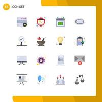 Pictogram Set of 16 Simple Flat Colors of rx mortar investment search business Editable Pack of Creative Vector Design Elements