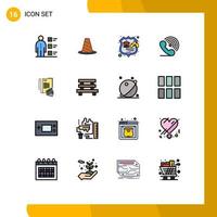 Universal Icon Symbols Group of 16 Modern Flat Color Filled Lines of receiver call roadblock storage hosting Editable Creative Vector Design Elements