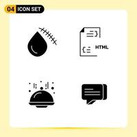 Modern Set of 4 Solid Glyphs Pictograph of bleeding html injury develop food Editable Vector Design Elements