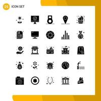 User Interface Pack of 25 Basic Solid Glyphs of day cake internet bakery map Editable Vector Design Elements