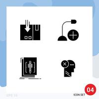 Editable Vector Line Pack of 4 Simple Solid Glyphs of arrow hardware packing computers edit Editable Vector Design Elements