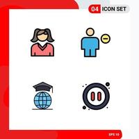 4 Creative Icons Modern Signs and Symbols of female internet avatar human graduation Editable Vector Design Elements