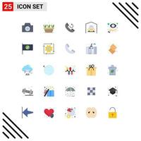 Flat Color Pack of 25 Universal Symbols of checked view callback hand eye Editable Vector Design Elements