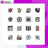 16 concepto de línea llena de color plano para sitios web móviles y aplicaciones base de datos comunicación hombre de negocios llamada de mensajes elementos de diseño de vectores creativos editables
