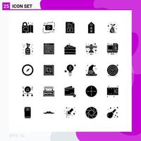 Set of 25 Modern UI Icons Symbols Signs for two star entertainment rank music Editable Vector Design Elements