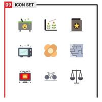 Set of 9 Modern UI Icons Symbols Signs for hospital microwave book kitchen learning Editable Vector Design Elements