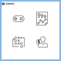 Stock Vector Icon Pack of 4 Line Signs and Symbols for aid game plus page strategy Editable Vector Design Elements