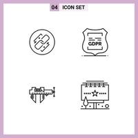 Universal Icon Symbols Group of 4 Modern Filledline Flat Colors of link private connection gdpr measure Editable Vector Design Elements