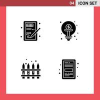 4 Solid Glyph concept for Websites Mobile and Apps creative idea idea crowd funding fence Editable Vector Design Elements