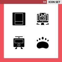 Solid Glyph Pack of 4 Universal Symbols of light subway analytics web badge Editable Vector Design Elements