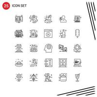 25 Universal Line Signs Symbols of finance costs setting user juice Editable Vector Design Elements