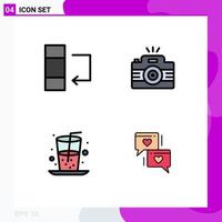 User Interface Pack of 4 Basic Filledline Flat Colors of column drink camera picture juice Editable Vector Design Elements