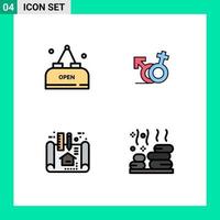 Stock Vector Icon Pack of 4 Line Signs and Symbols for drink architecture open male scheme Editable Vector Design Elements
