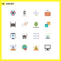 Flat Color Pack of 16 Universal Symbols of new ecommerce gas transportation plane Editable Pack of Creative Vector Design Elements