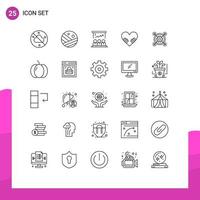 Universal Icon Symbols Group of 25 Modern Lines of idea marketing board valentine heart Editable Vector Design Elements