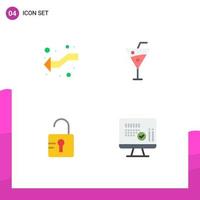Set of 4 Modern UI Icons Symbols Signs for arrows study left beverage medical Editable Vector Design Elements