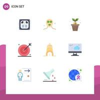 Modern Set of 9 Flat Colors Pictograph of seo optimization relaxation media plant Editable Vector Design Elements