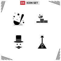 User Interface Pack of 4 Basic Solid Glyphs of cooking hipster ladle money hat Editable Vector Design Elements