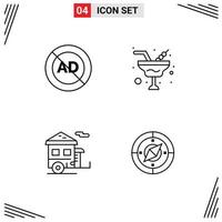 Universal Icon Symbols Group of 4 Modern Filledline Flat Colors of ad camp advertising romance tourism Editable Vector Design Elements