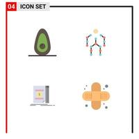 4 User Interface Flat Icon Pack of modern Signs and Symbols of avocado cash action human novel Editable Vector Design Elements