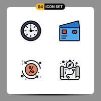 Set of 4 Modern UI Icons Symbols Signs for alarm loan credit pay transaction Editable Vector Design Elements