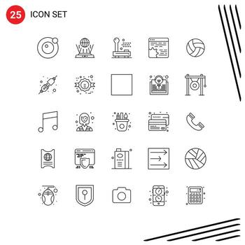 Universal Icon Symbols Group of 25 Modern Lines of ball setting electric cog api Editable Vector Design Elements
