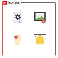 Editable Vector Line Pack of 4 Simple Flat Icons of business relaxatio creative image head Editable Vector Design Elements