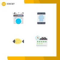 4 Universal Flat Icons Set for Web and Mobile Applications global food website smartphone eat Editable Vector Design Elements