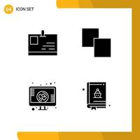4 Universal Solid Glyphs Set for Web and Mobile Applications card online pass layers baking Editable Vector Design Elements