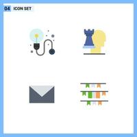 Set of 4 Vector Flat Icons on Grid for business mail business strategic banner Editable Vector Design Elements