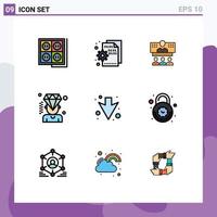 Modern Set of 9 Filledline Flat Colors and symbols such as man online page internet call Editable Vector Design Elements