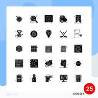 User Interface Pack of 25 Basic Solid Glyphs of education e science subwoofer electronics Editable Vector Design Elements