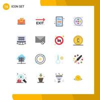 16 User Interface Flat Color Pack of modern Signs and Symbols of real file exit education book Editable Pack of Creative Vector Design Elements