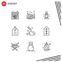 Pictogram Set of 9 Simple Outlines of money tactic winter strategy figures Editable Vector Design Elements