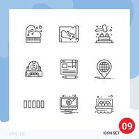 Universal Icon Symbols Group of 9 Modern Outlines of protection explorer world cosmonaut play Editable Vector Design Elements
