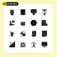 User Interface Pack of 16 Basic Solid Glyphs of love printing home gate print printing Editable Vector Design Elements