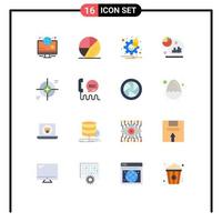 Flat Color Pack of 16 Universal Symbols of focus marketing notification grown analysis Editable Pack of Creative Vector Design Elements