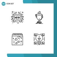 4 Universal Line Signs Symbols of label prize sign competitive heart Editable Vector Design Elements