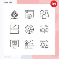 User Interface Pack of 9 Basic Outlines of layout frame web editing organization Editable Vector Design Elements