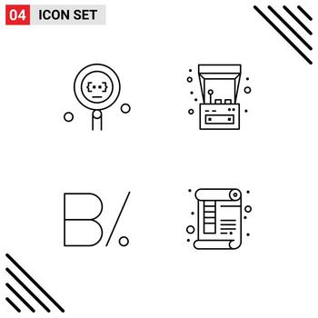 paquete de 4 modernos signos y símbolos de colores planos de línea rellena para medios de impresión web, como la codificación de programación de balboa, divertidos elementos de diseño de vectores editables de panamá