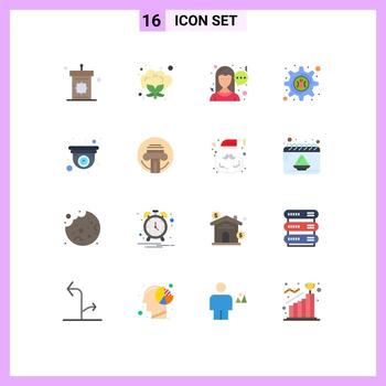 paquete de interfaz de usuario de 16 colores planos básicos de cámara web chat cam hacker paquete editable de elementos creativos de diseño de vectores