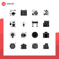 16 Universal Solid Glyph Signs Symbols of feel hobby dream hobbies science Editable Vector Design Elements