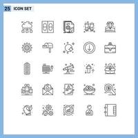 Set of 25 Vector Lines on Grid for diamond travel app search binocular Editable Vector Design Elements