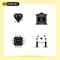 Stock Vector Icon Pack of 4 Line Signs and Symbols for diamond cpu jewel lantern processor Editable Vector Design Elements