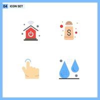 Modern Set of 4 Flat Icons Pictograph of home network blood serve finger drops Editable Vector Design Elements