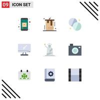 9 User Interface Flat Color Pack of modern Signs and Symbols of landmarks imac antibiotics device computer Editable Vector Design Elements