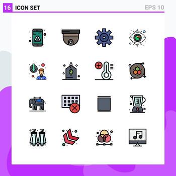 16 concepto de línea rellena de color plano para sitios web móviles y aplicaciones depositar análisis de configuración de degradación de carrera ver elementos de diseño de vectores creativos editables