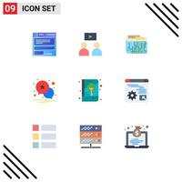 Universal Icon Symbols Group of 9 Modern Flat Colors of cover book currency alert notification Editable Vector Design Elements