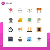 Pack of 16 creative Flat Colors of street advertising target road group Editable Pack of Creative Vector Design Elements